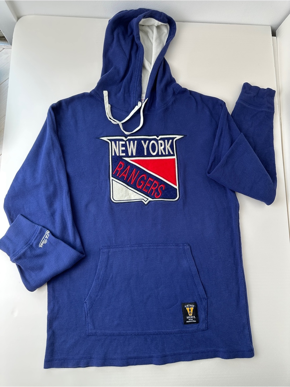 Mitchell & Ness Vintage Hockey Collection New York Rangers Thermal Waffle Hoodie